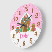 Gingerbrot House Bright Pink Große Wanduhr (Winkel)