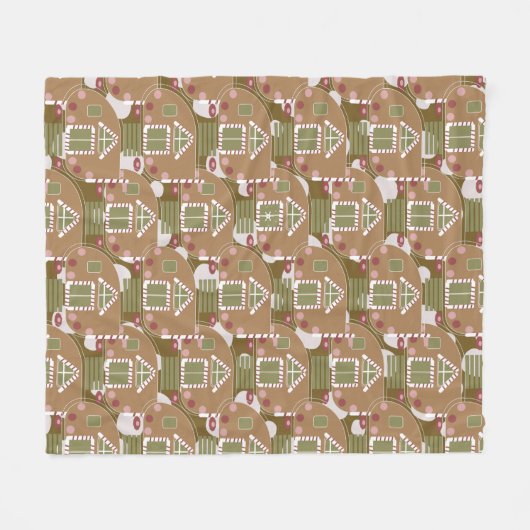 Gingerbrot House Camper Pink Fleecedecke (Vorderseite (Horizontal))