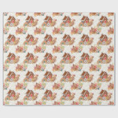 Gingerbrot House Candy Cane Retro Weihnachtsgesche Geschenkpapier (Flach)