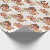 Gingerbrot House Candy Cane Retro Weihnachtsgesche Geschenkpapier (Ecke)