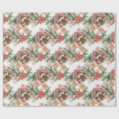 Gingerbrot House Candy Cane Retro Weihnachtsgesche Geschenkpapier (Flach)