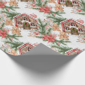 Gingerbrot House Candy Cane Retro Weihnachtsgesche Geschenkpapier (Ecke)
