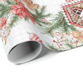 Gingerbrot House Candy Cane Retro Weihnachtsgesche Geschenkpapier (Rolleneckpunkt)