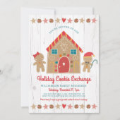Gingerbrot House Christmas Cookie Exchange Rustika Einladung (Vorderseite)