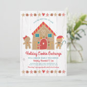 Gingerbrot House Christmas Cookie Exchange Rustika Einladung (Stehend Vorderseite)