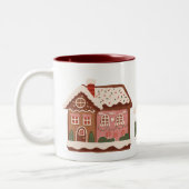 Gingerbrot House Christmas Holiday Trendy Fun Zweifarbige Tasse (Links)