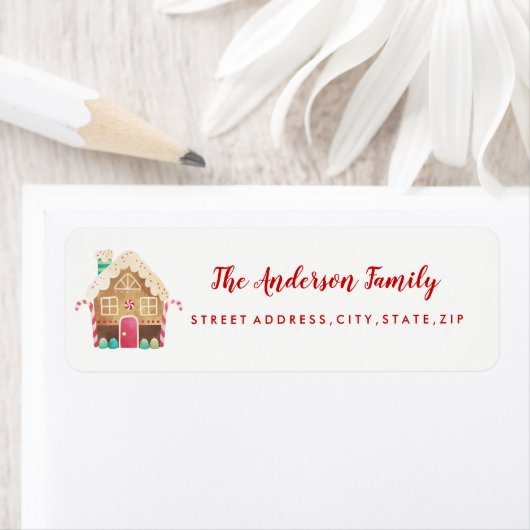 Gingerbrot House Christmas Return Address Label (Insitu)