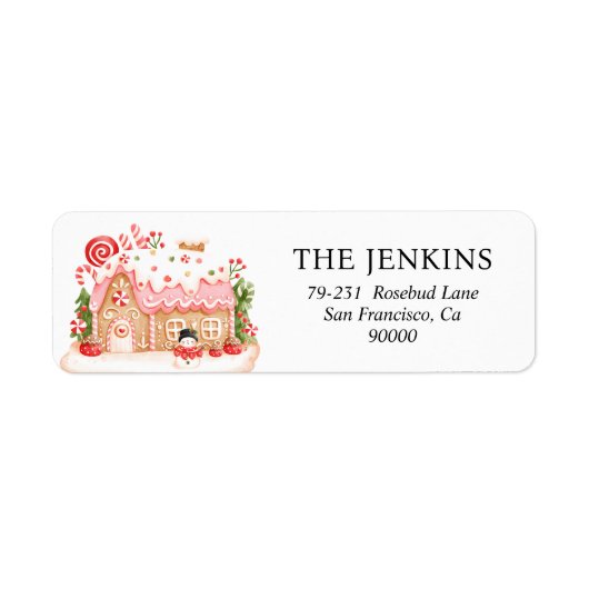 Gingerbrot House Christmas Return Address Label (Vorne)