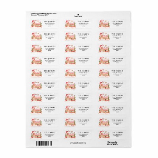 Gingerbrot House Christmas Return Address Label (Vorne)