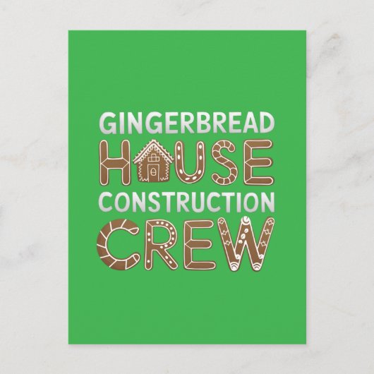 Gingerbrot House Construction Crew Digitale Kunst Postkarte (Vorderseite)