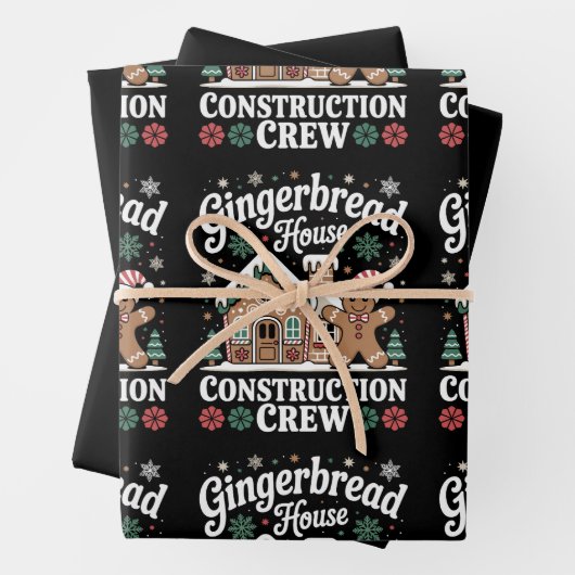 Gingerbrot House Construction Crew Weihnachten Wei Geschenkpapier Set (Beispiel)