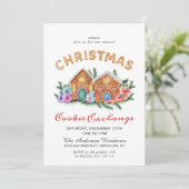 Gingerbrot House Cookie Exchange Weihnachten Einladung (Stehend Vorderseite)
