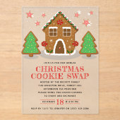 Gingerbrot House Cookie Exchange Weihnachtsfeierta Acryleinladungen (Vorderseite)