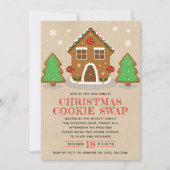Gingerbrot House Cookie Exchange Weihnachtsfeierta Einladung (Vorderseite)