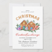 Gingerbrot House Cookie Exchange Weihnachtsfeierta Einladung (Vorderseite)