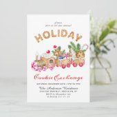 Gingerbrot House Cookie Exchange Weihnachtsfeierta Einladung (Stehend Vorderseite)