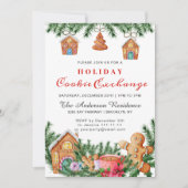 Gingerbrot House Cookie Exchange Weihnachtsfeierta Einladung (Vorderseite)