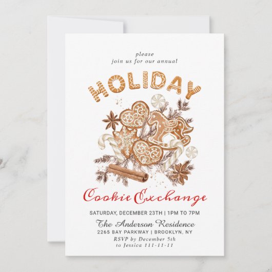 Gingerbrot House Cookie Exchange Weihnachtsfeierta Einladung (Vorderseite)