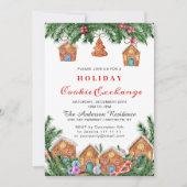 Gingerbrot House Cookie Exchange Weihnachtsfeierta Einladung (Vorderseite)