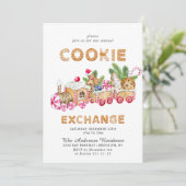 Gingerbrot House Cookie Exchange Weihnachtsfeierta Einladung (Stehend Vorderseite)
