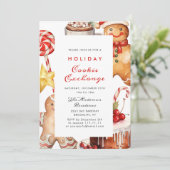 Gingerbrot House Cookie Exchange Weihnachtsfeierta Einladung (Stehend Vorderseite)