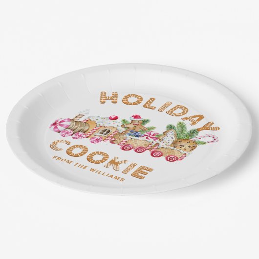 Gingerbrot House Cookie Exchange Weihnachtsfeierta Pappteller (Schrägansicht)