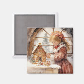 Gingerbrot House Cookies Country Kitchen Girls ma Magnet (Vorderseite/Rückseite)