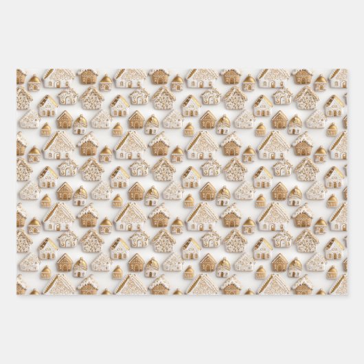 Gingerbrot House Cookies Schneefake Weihnachten Geschenkpapier Set (Vorderseite)