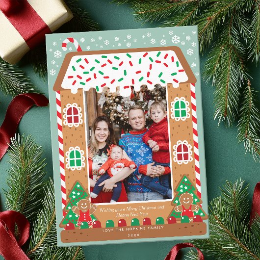 Gingerbrot House Holiday Family Foto