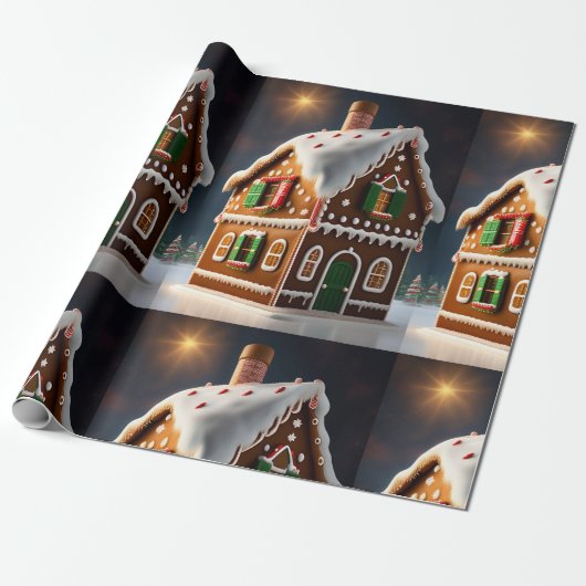 Gingerbrot House Holiday Geschenkpapier (Ungerollt)