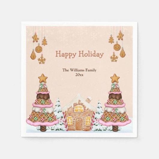 Gingerbrot House Holiday Party Brown Serviette (Vorderseite)