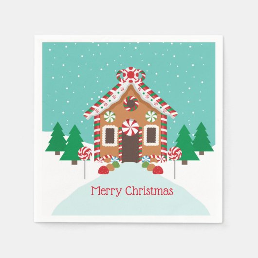 Gingerbrot House Holiday Weihnachten Party Serviette (Vorderseite)