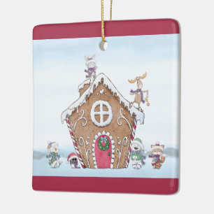 Gingerbrot House Ice Skaten Tiere Custom Keramikornament
