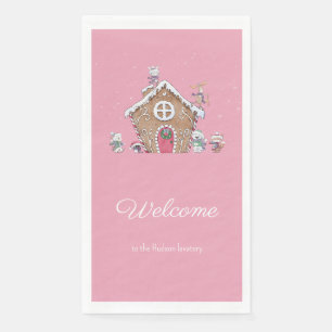 Gingerbrot House Ice Skaten Tiere Schnee Custom Serviette
