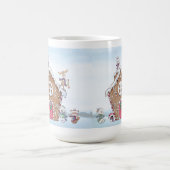 Gingerbrot House Ice Skaten Tiere Winter Szene Kaffeetasse (Mittel)