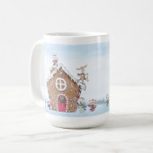 Gingerbrot House Ice Skaten Tiere Winter Szene Kaffeetasse (Vorderseite Links)