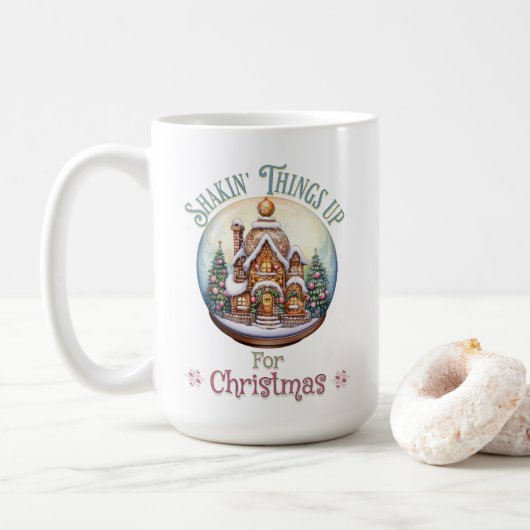 Gingerbrot House in Snow Globe Weihnachtsfeiertag Kaffeetasse (Mit Donut)