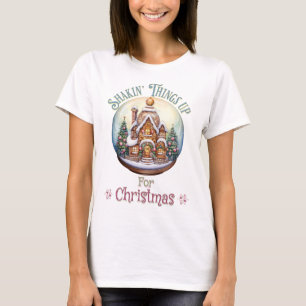 Gingerbrot House in Snow Globe Weihnachtsfeiertag T-Shirt