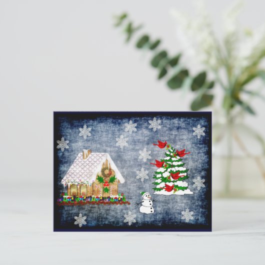 Gingerbrot House in Snow Postkarte (Stehend Vorderseite)