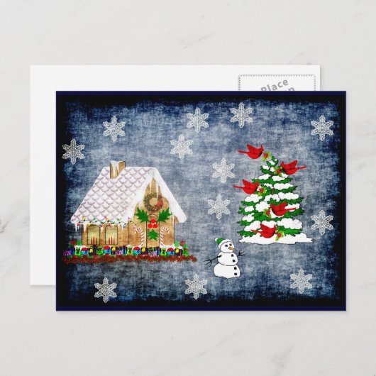 Gingerbrot House in Snow Postkarte (Vorne/Hinten)