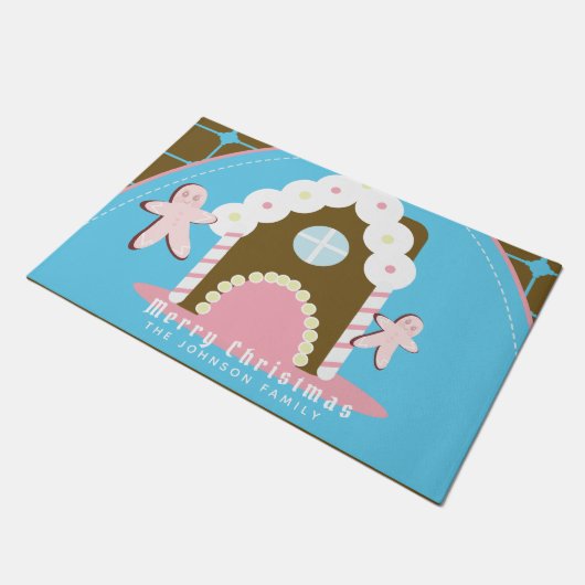 Gingerbrot House Man Familienname Doormat Fußmatte (Schrägansicht)