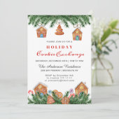 Gingerbrot House, Man Holiday Cookie Exchange Einladung (Stehend Vorderseite)