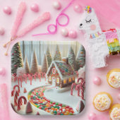 Gingerbrot House mit Süßspeisen Pappteller (Party)