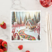 Gingerbrot House mit Süßspeisen Serviette (Beispiel)