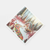 Gingerbrot House mit Süßspeisen Serviette (Ecke)