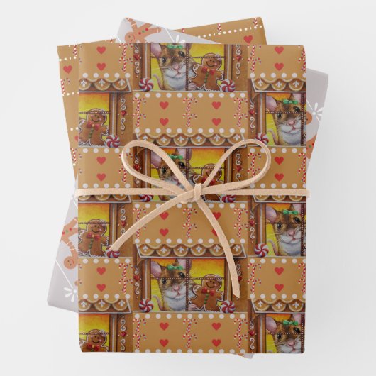 Gingerbrot House Mouse & Cookie Wasserfarbe Kunst Geschenkpapier Set (Beispiel)