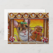 Gingerbrot House Mouse & Cookie Wasserfarbe Kunst Postkarte (Vorne/Hinten)