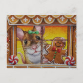 Gingerbrot House Mouse & Cookie Wasserfarbe Kunst Postkarte (Vorderseite)