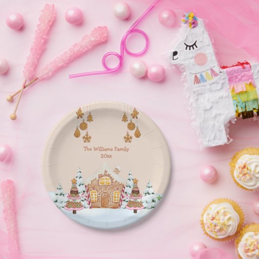 Gingerbrot House Party Brown Pappteller (Party)