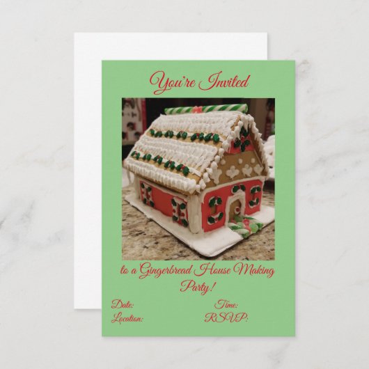 Gingerbrot House Party Einladung (Vorne/Hinten)